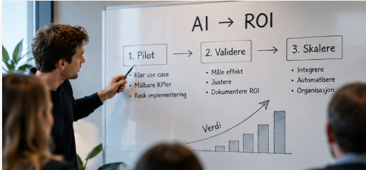 Presentasjon av et AI-rammeverk fra pilot til dokumentert effekt og skalering